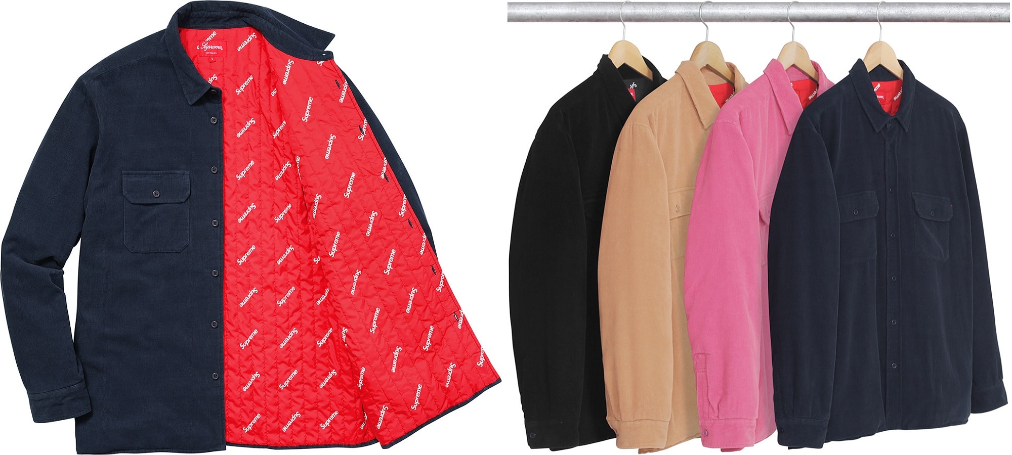 supreme corduroy quilted shirt